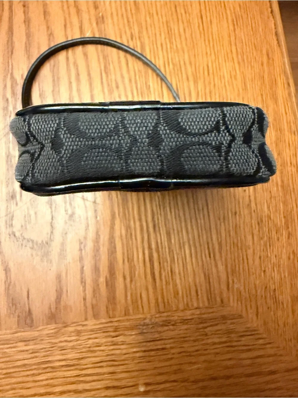 Y2K Coach Black Signature Logo Camera Pouch with Silver Logo